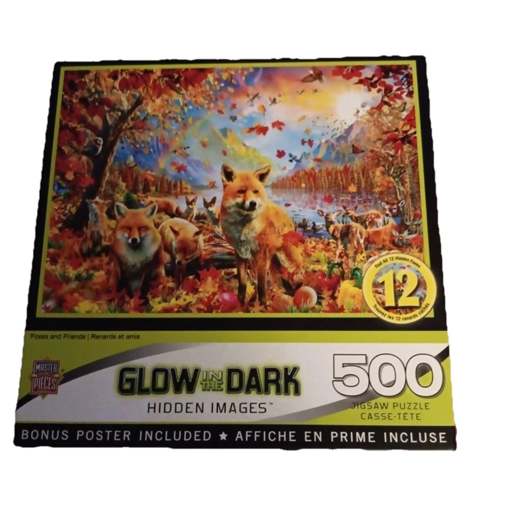 Master Pieces Glow In The Dark Foxes & Friends 500 Pieces Jigsaw Puzzle #61762